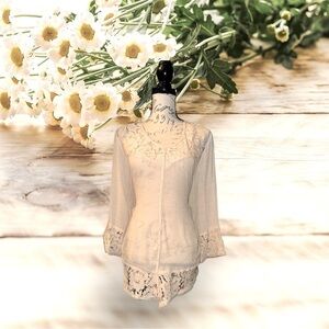 NWT- Zac and Rachel L/S gauze look(but much softer) lace/crocheted blouse